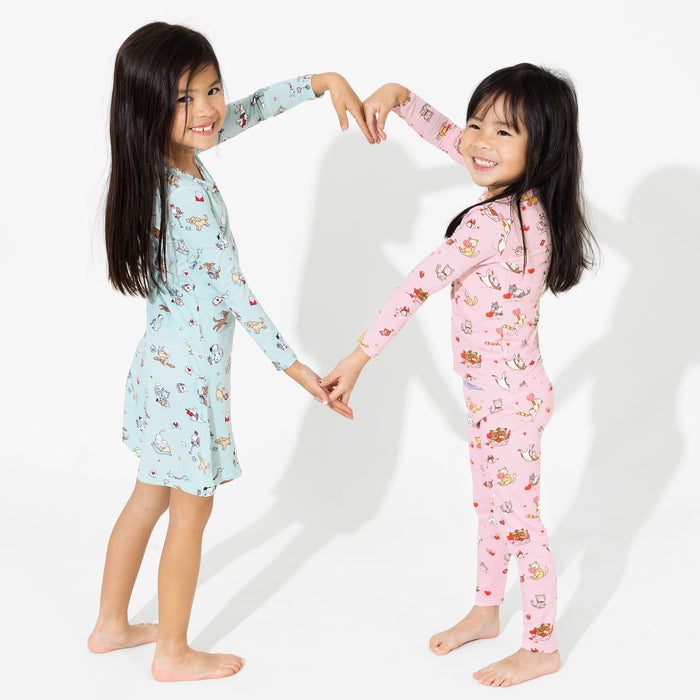 Love Kittens Bamboo Kids Pajamas