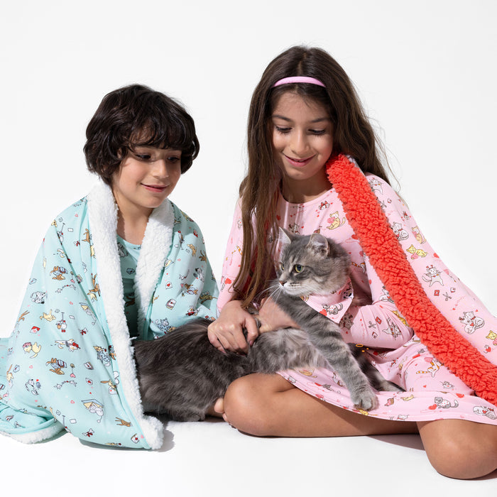 Love Kittens Bamboo Sherpa Blanket
