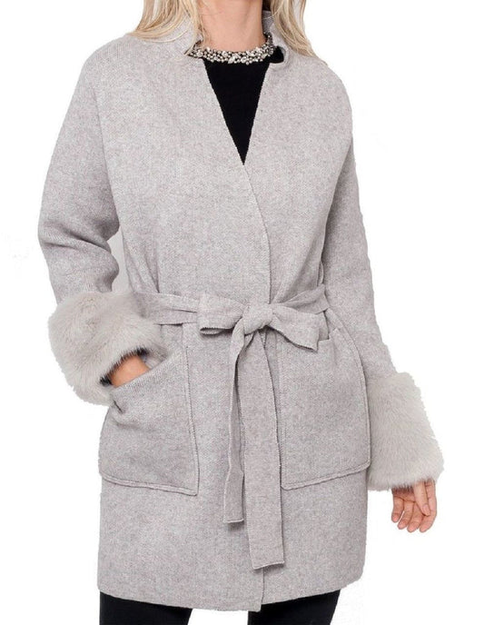 Love Token Ginny Knit Cardigan w-Faux Fur Trim - LT31-13