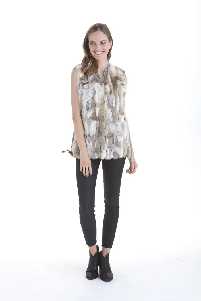 Love Token Savannah Genuine Real Rabbit Fur Vest With Side Ties - LT10-69