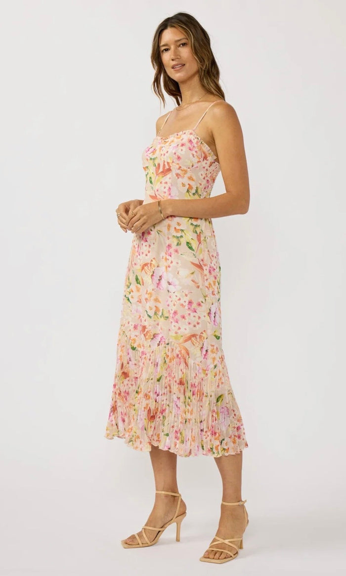 LOVESTITCH Songbird Pleated Midi Dress