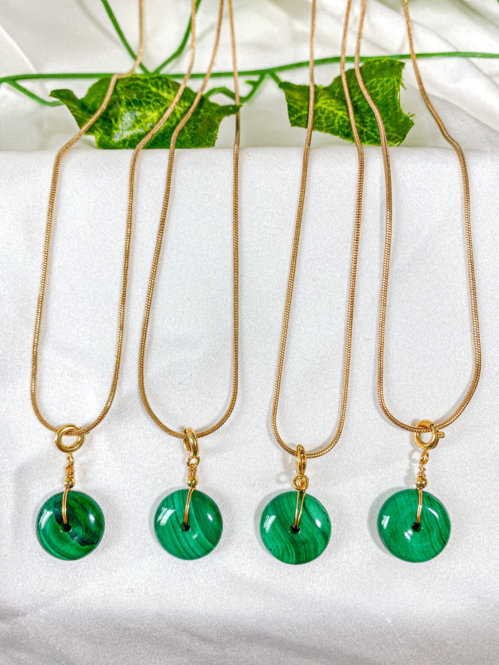 Malachite Donut Pendant Necklace