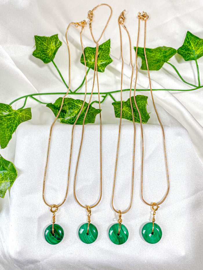 Malachite Donut Pendant Necklace