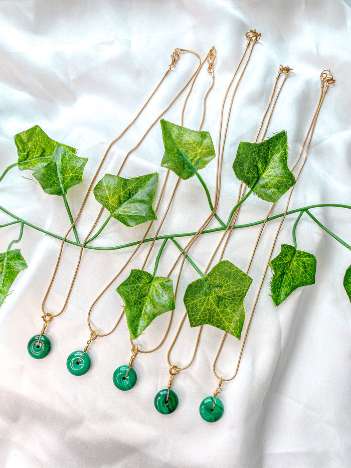 Malachite Donut Pendant Necklace