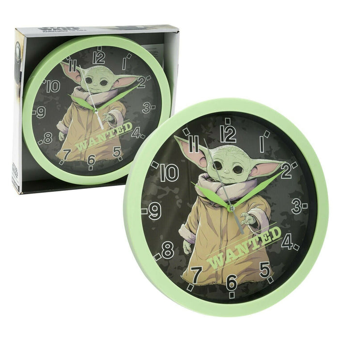 Mandalorian The Child Grogu Baby Yoda Wall Clock Star Wars Decor 9 3/4" Analog