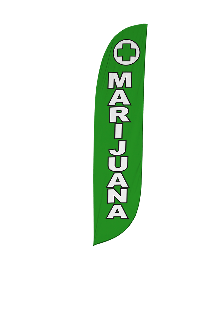Marijuana Feather Flag Green