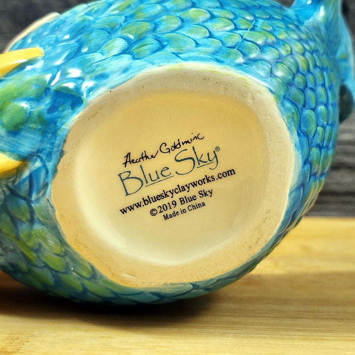 Mermaid Dip Bowl and Pink Starfish Spreader Whimsical Ceramic Blue Sky Goldminc