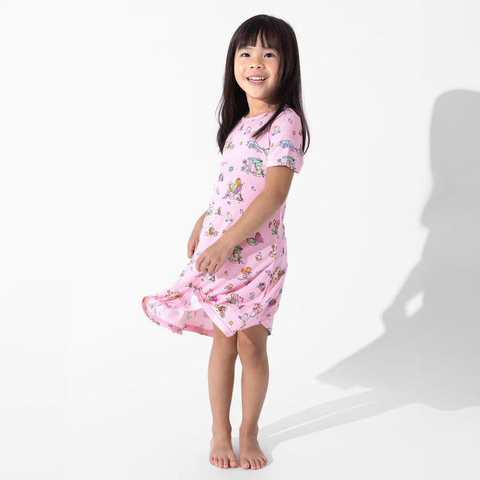 Mermaid Lagoon Bamboo Girls' Short Sleeve Dress