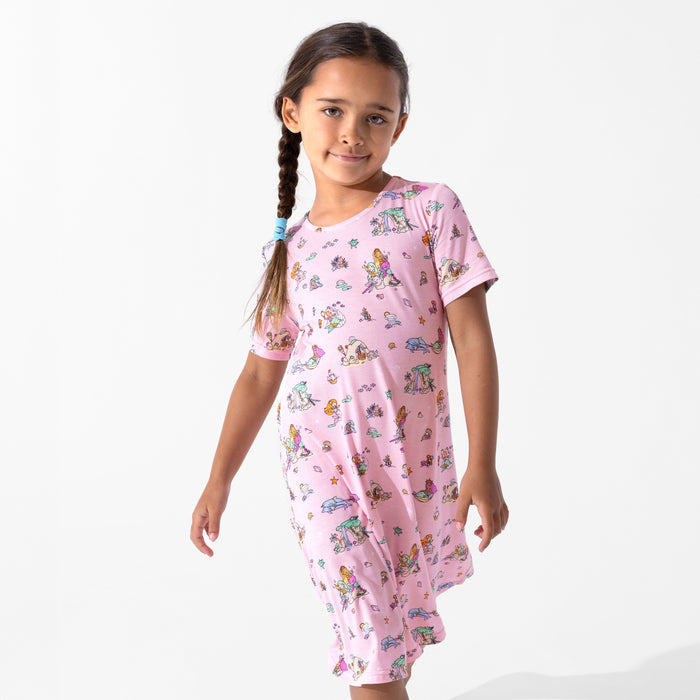 Mermaid Lagoon Bamboo Girls' Short Sleeve Dress