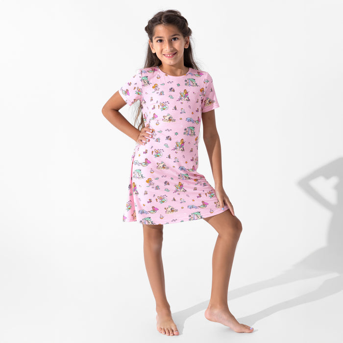 Mermaid Lagoon Bamboo Girls' Short Sleeve Dress