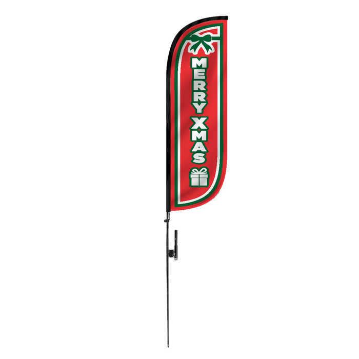 Merry Xmas Feather Flag