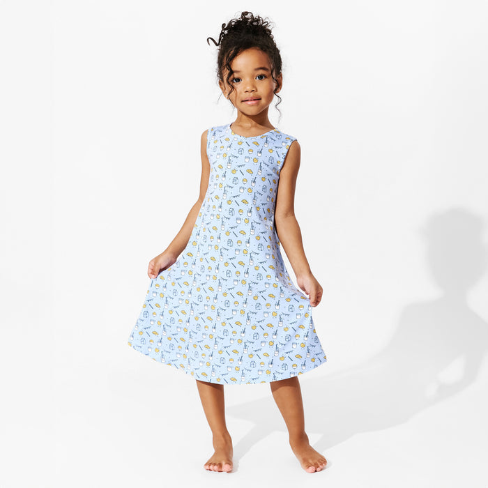 Milk & Cookies Blue Bamboo Girls' Sleeveless Dress