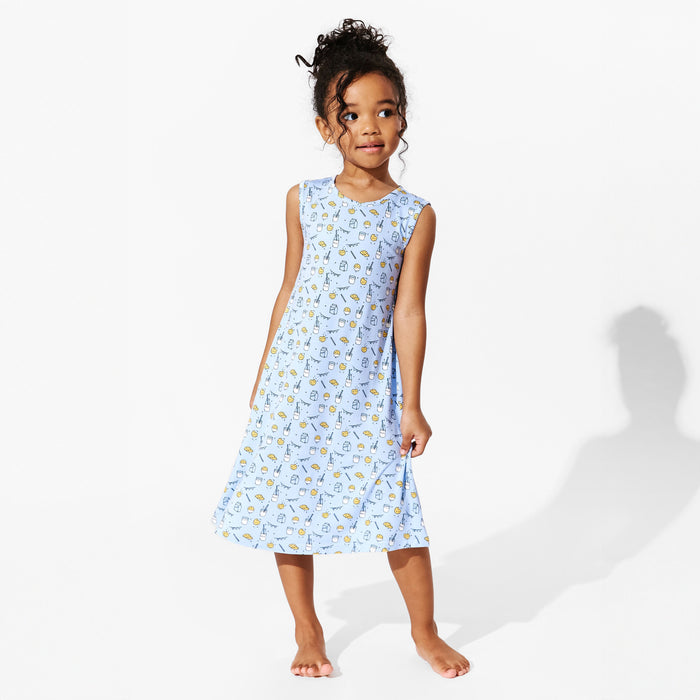 Milk & Cookies Blue Bamboo Girls' Sleeveless Dress