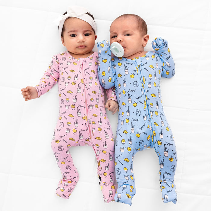 Milk & Cookies Pink Bamboo Convertible Footie
