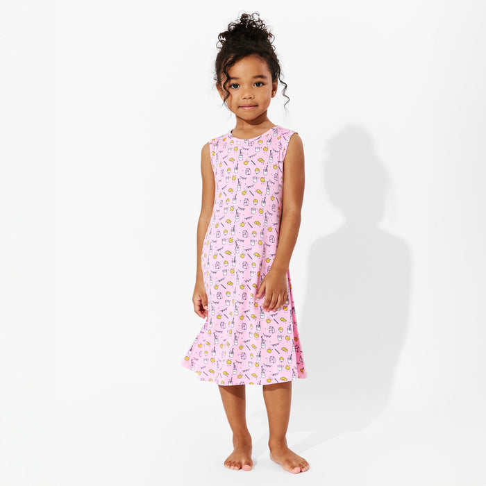 Milk & Cookies Pink Bamboo Girls' Sleeveless Dress