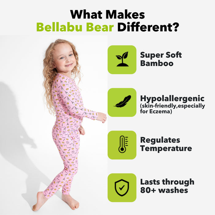 Milk & Cookies Pink Bamboo Kids Pajamas