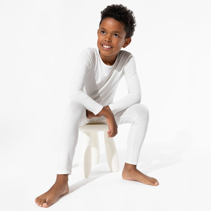 Milk White Bamboo Kids Pajamas