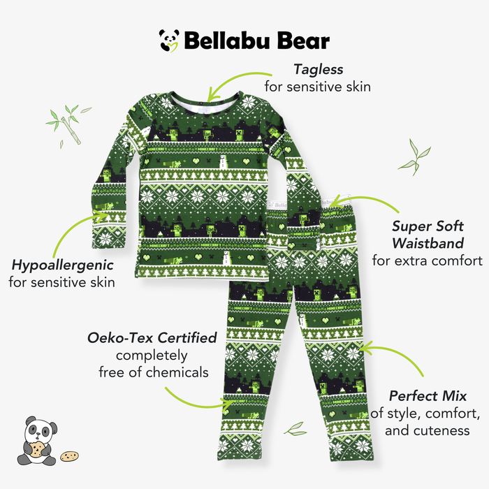 Minecraft: Creeper Holiday Bamboo Kids Pajamas