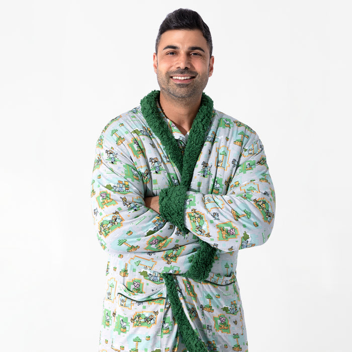 Minecraft: Overworld Dreams bamboo Adult Sherpa Bathrobe