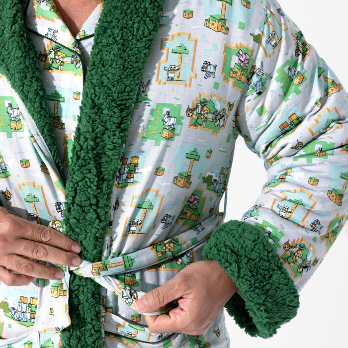 Minecraft: Overworld Dreams bamboo Adult Sherpa Bathrobe