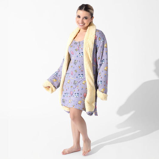 Minecraft: Pixel Pals Bamboo Adult Sherpa Bathrobe