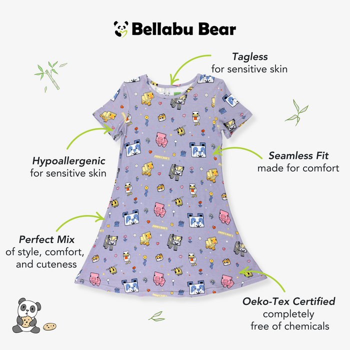 Minecraft: Pixel Pals Bamboo Girls' Short Sleeve Dress
