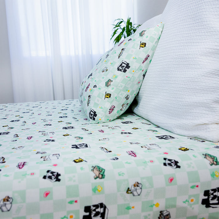 Minecraft: Sleep Repeat Bamboo Bed Sheet Set