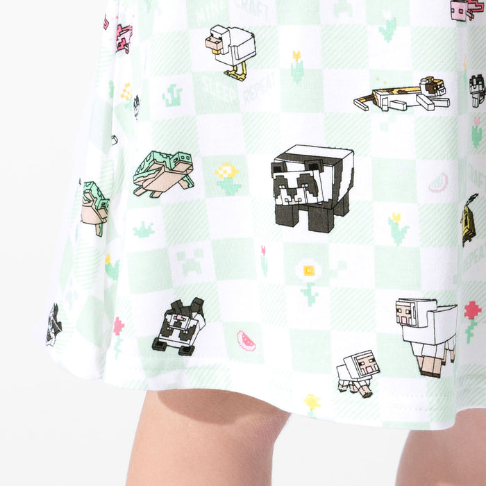 Minecraft: Sleep Repeat Bamboo Girls' Short Sleeve Dress
