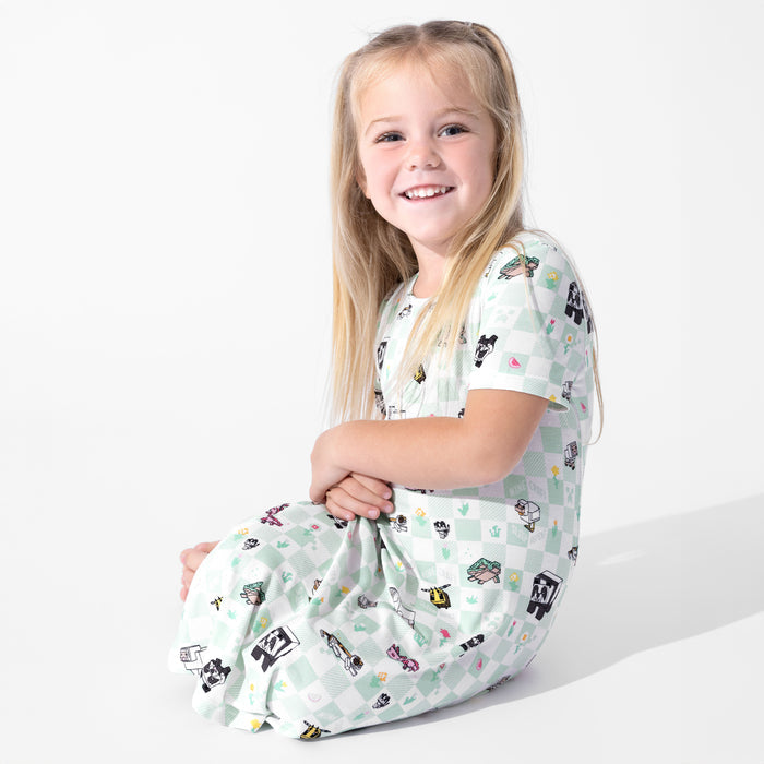 Minecraft: Sleep Repeat Bamboo Girls' Short Sleeve Dress