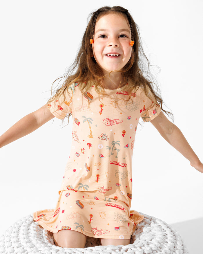 Minecraft: Summer Vibes Bamboo Girls' Short Sleeve Dress