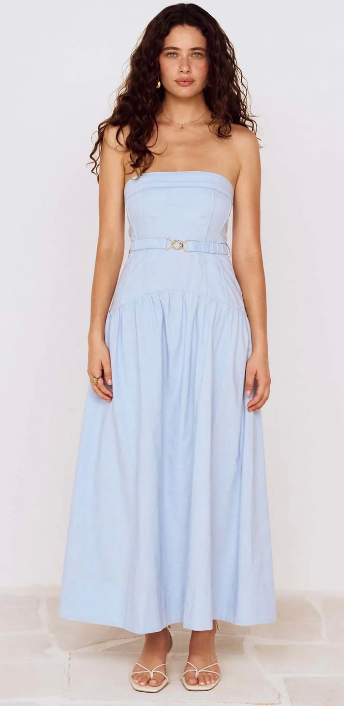 MINK PINK INES STRAPLESS MIDI DRESS
