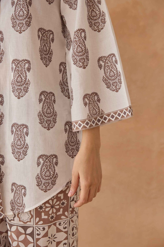 Mocha Paisley & Tile Printed Cotton Co - ord Set - Tara - C - Tara