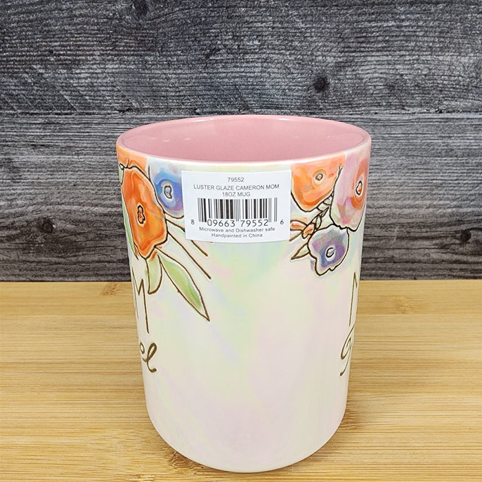 Mom Fuel Coffee Mug Ceramic Embossed White Floral Tea Cup Mom by Blue Sky