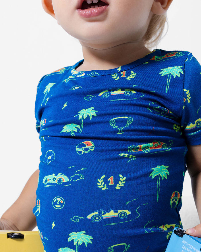 Monaco Blue Bamboo Kids Pajama Short Set