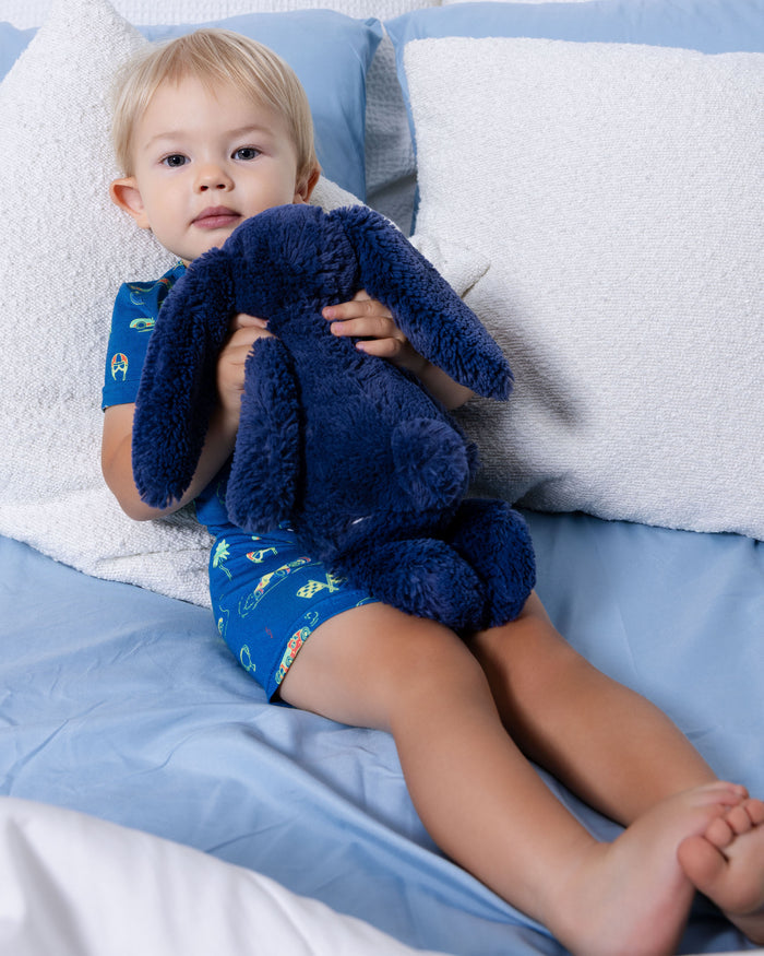 Monaco Blue Bamboo Kids Pajama Short Set