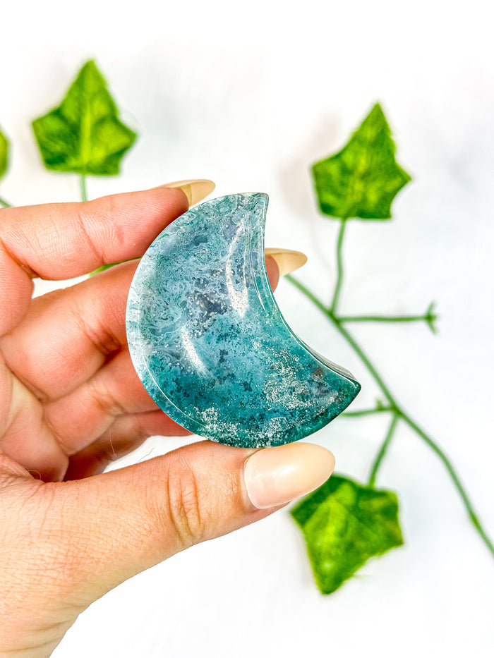 Moss Agate Moon Bowl