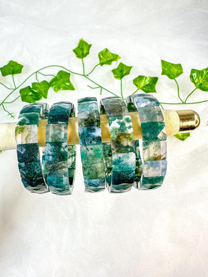 Moss Agate Rectangular Bangle