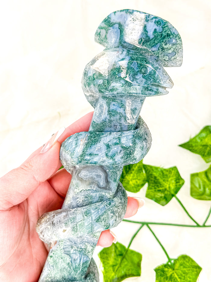 Moss Agate Snake Wand