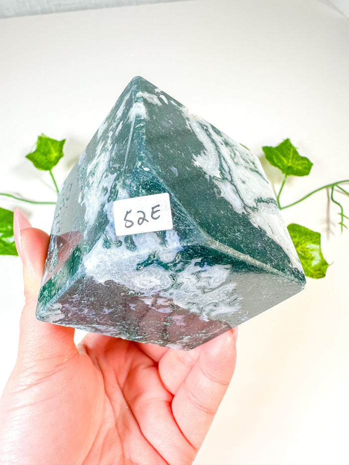 Moss Agate Standing Cube (52E)