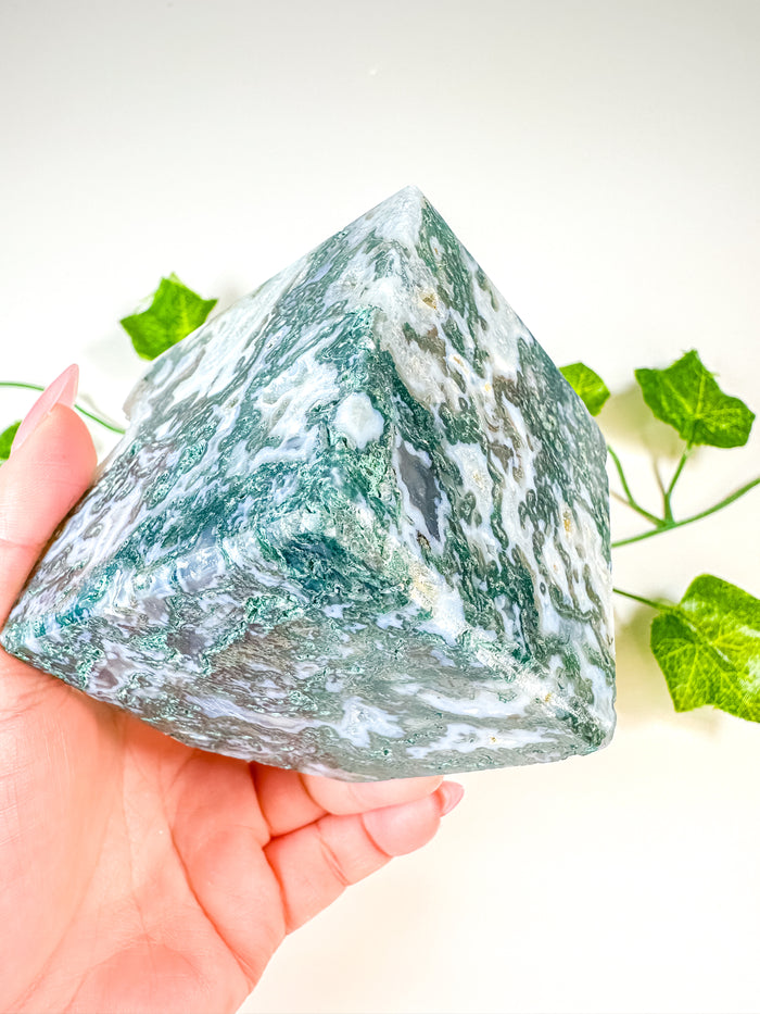 Moss Agate Standing Cube (52F)