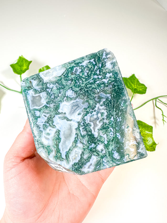 Moss Agate Standing Cube (52F)