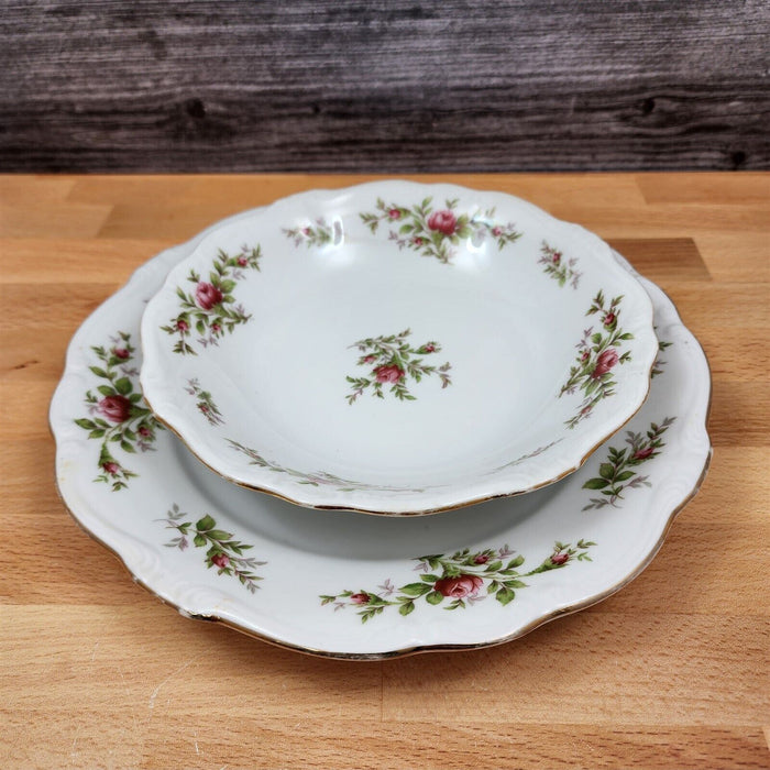 Moss Rose Set of 2 Piece Setting Johann Haviland Bavarian Stamp Bowl Plate