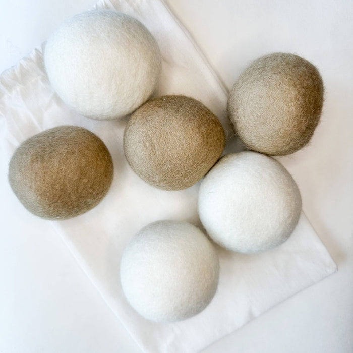 Natural Organic Handmade Wool Dryer Balls - Set of 6