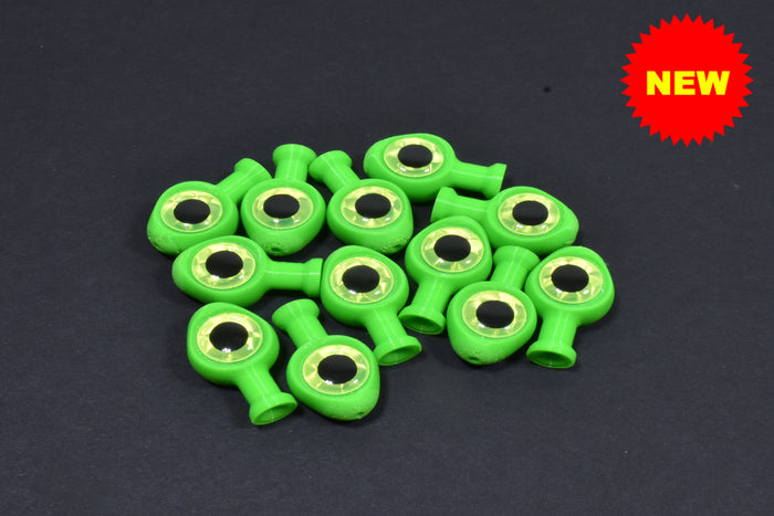 neon green with chartreuse eyes salmon & trout trolling fly head