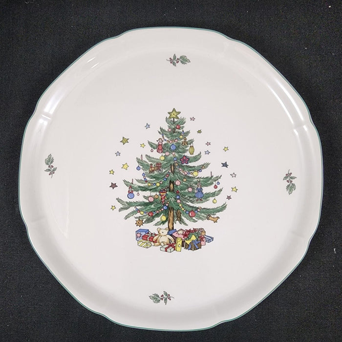 Nikko Cake Plate 11" Happy Holidays Christmas Tree Stars Presents Dishware