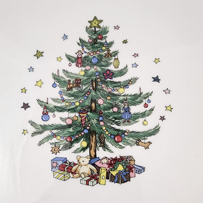 Nikko Cake Plate 11" Happy Holidays Christmas Tree Stars Presents Dishware