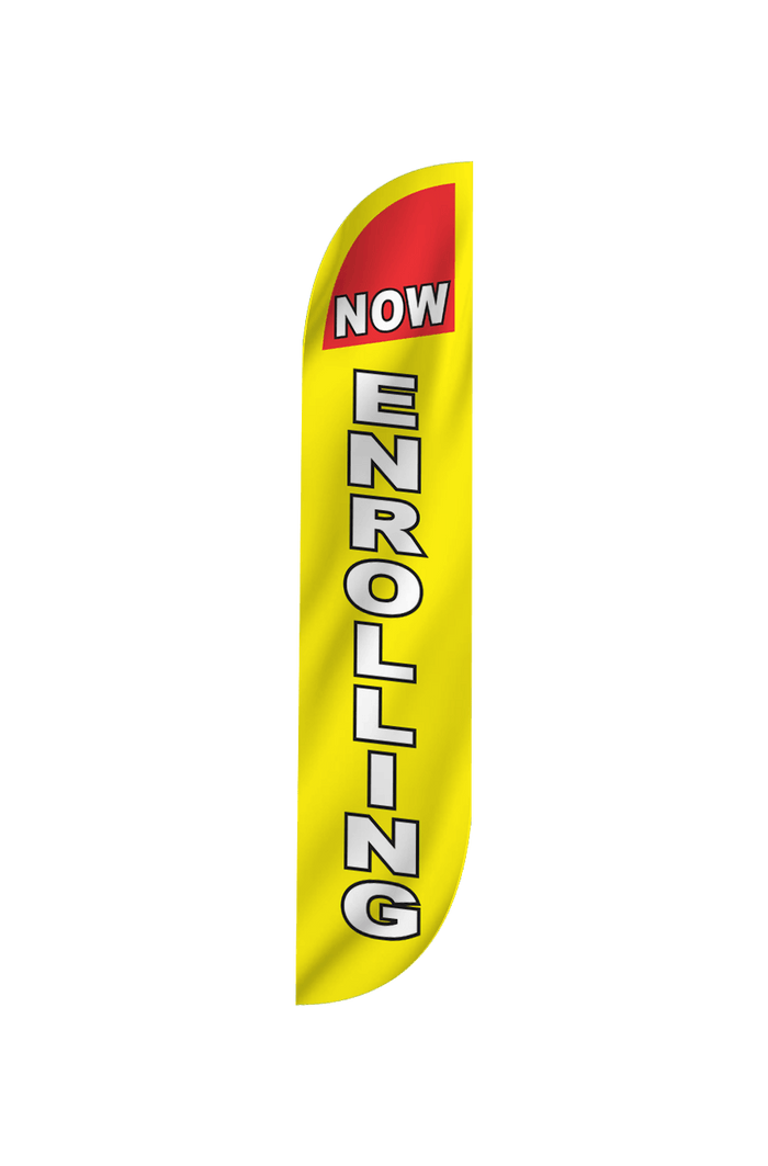 Now Enrolling Feather Flag Yellow