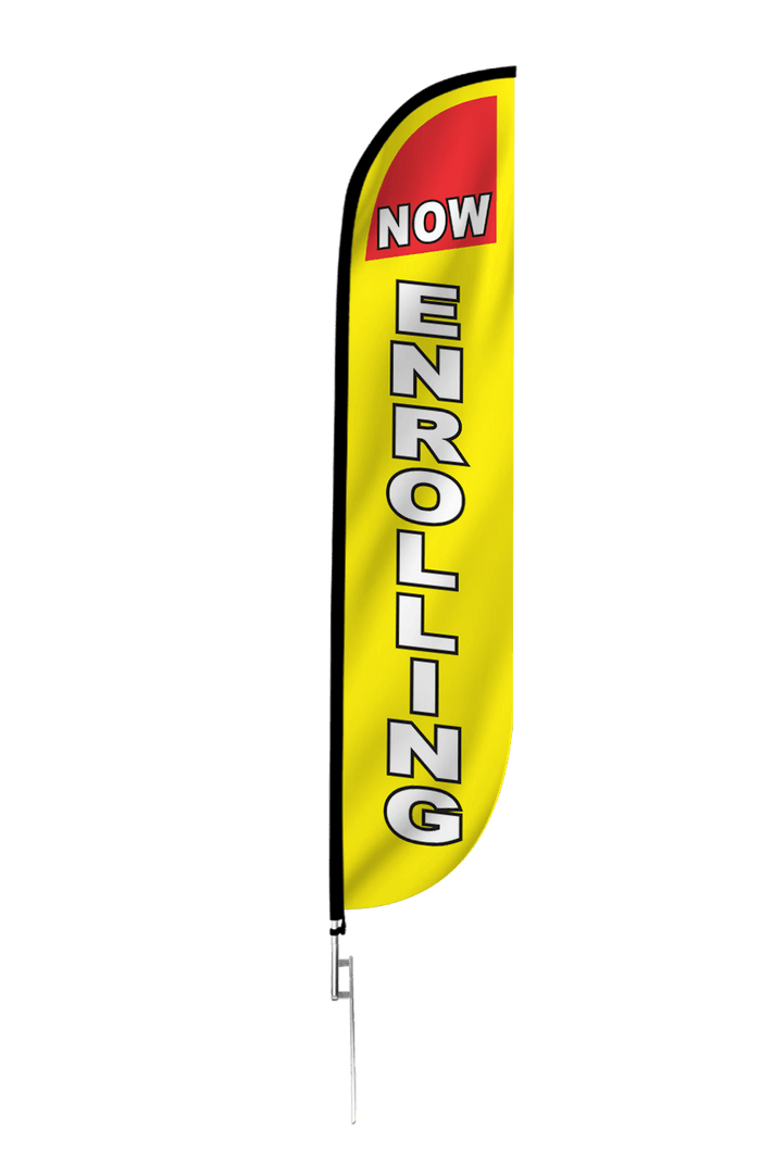 Now Enrolling Feather Flag Yellow