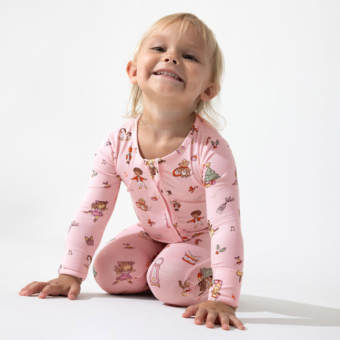 Nutcracker Pink Bamboo Convertible Footie