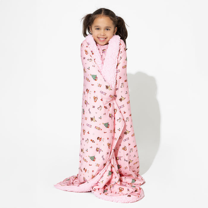 Nutcracker Pink Bamboo Sherpa Blanket